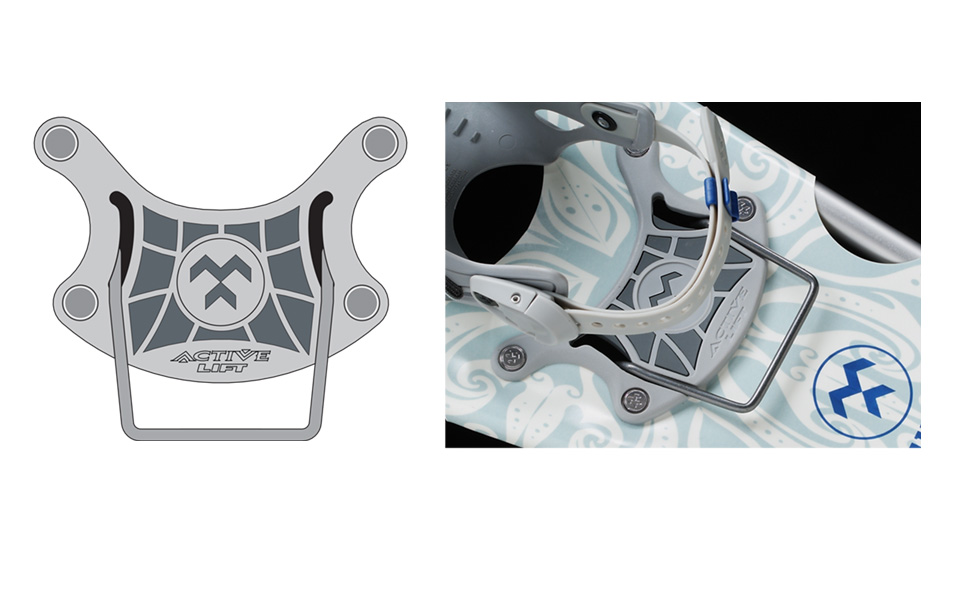 Product styling of a heel lift component for Tubbs Snowshoes. This is the women's version.