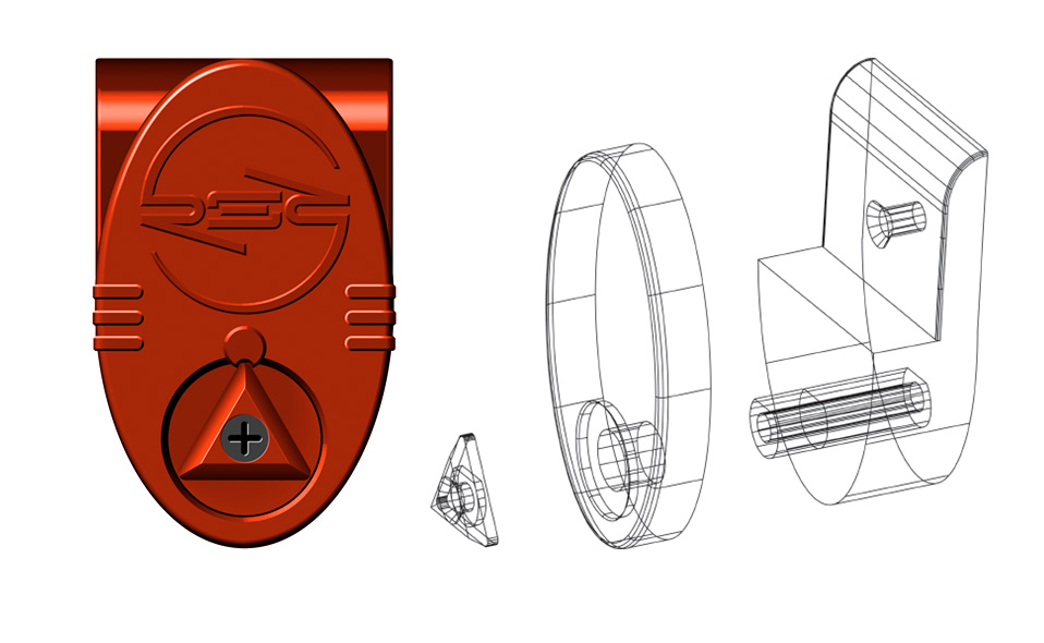 Rendering of a snowboard wall rack for Burton Snowboards (three units required). Design update of an existing product.